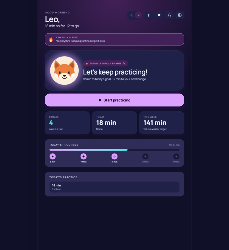 Night mode home screen